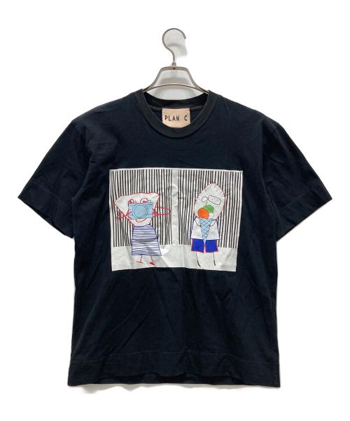 PLAN C（プランシー）PLAN C (プランシー) プリントTシャツ ブラック サイズ:Sの古着・服飾アイテム