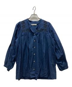 中古・古着通販】pas de calais (パドカレ) リネンブラウス ネイビー