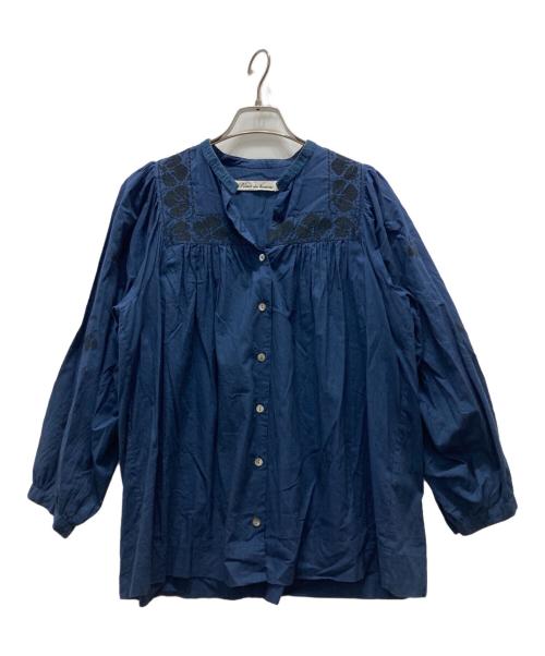 porter des boutons（ポルテデブトン）porter des boutons (ポルテデブトン) 刺繍ブラウス ネイビー サイズ:表記なしの古着・服飾アイテム