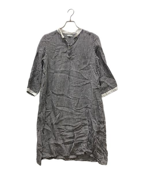 fog linen work（フォグリネンワーク）fog linen work (フォグリネンワーク) リネンチェックブラウスワンピース グレー サイズ:表記なしの古着・服飾アイテム