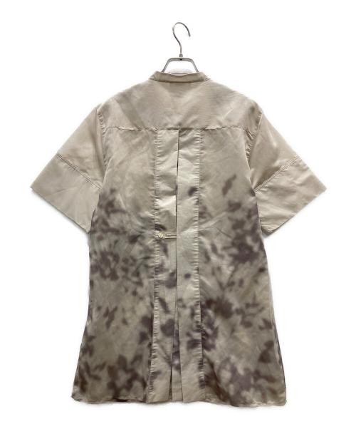 MIESROHE（ミースロエ）MIESROHE (ミースロエ) ピンクタックシアー半袖シャツワンピース ベージュ サイズ:Fの古着・服飾アイテム