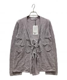 ATTISESSION（アティセッション）の古着「ギャザー コード ニットカーディガン」｜ピンク