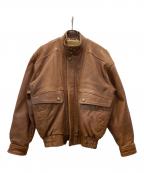 GIANNI VALENTINOジャンニバレンチノ）の古着「バックエンボスロゴ レザーブルゾン」｜ブラウン