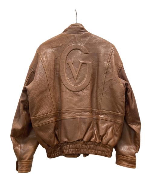 GIANNI VALENTINO（ジャンニバレンチノ）GIANNI VALENTINO (ジャンニバレンチノ) バックエンボスロゴ レザーブルゾン ブラウン サイズ:Mの古着・服飾アイテム