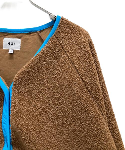 HUF（ハフ）HUF (ハフ) SHERPA JACKET シェルパ ボアジャケット ブラウン サイズ:Lの古着・服飾アイテム