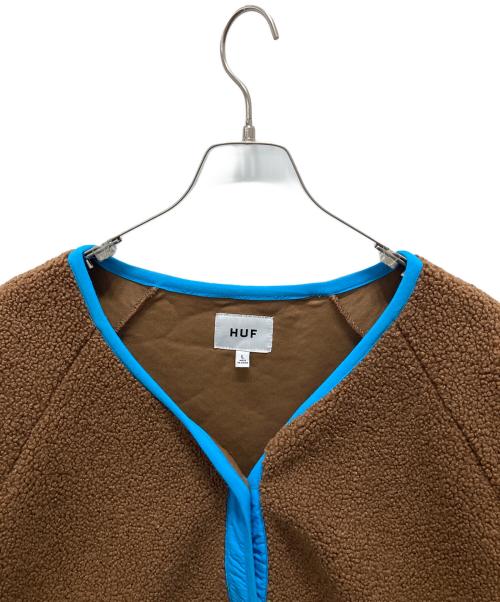 HUF（ハフ）HUF (ハフ) SHERPA JACKET シェルパ ボアジャケット ブラウン サイズ:Lの古着・服飾アイテム