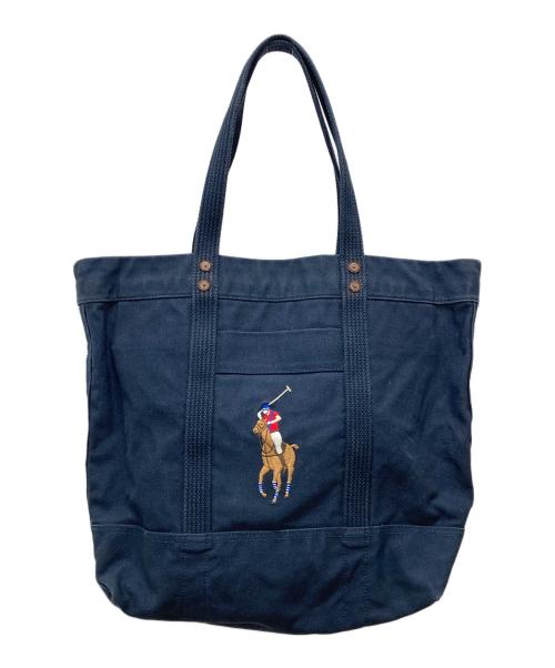POLO RALPH LAUREN（ポロ・ラルフローレン）POLO RALPH LAUREN (ポロ・ラルフローレン) ラージトートバッグ ネイビーの古着・服飾アイテム