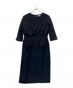 BARNEYS NEWYORKバーニーズ・ニューヨーク）の古着「レース切替ドレスワンピース」｜ブラック