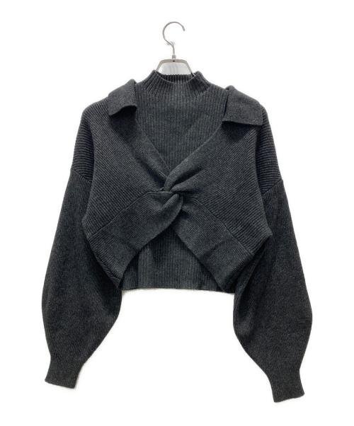 HER LIP TO（ハーリップトゥ）HER LIP TO (ハーリップトゥ) Charlotte Wool-Blend Knit Set/レイヤードニット グレー サイズ:Mの古着・服飾アイテム