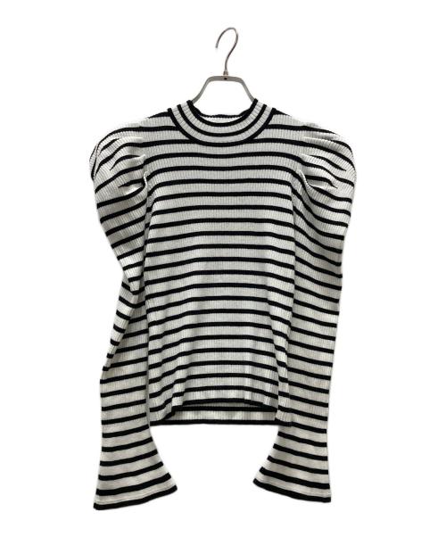 HER LIP TO（ハーリップトゥ）Her lip to (ハーリップトゥ) ボリュームスリーブボーダーニット ホワイト サイズ:S 未使用品の古着・服飾アイテム