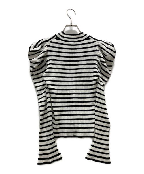 HER LIP TO（ハーリップトゥ）Her lip to (ハーリップトゥ) ボリュームスリーブボーダーニット ホワイト サイズ:S 未使用品の古着・服飾アイテム