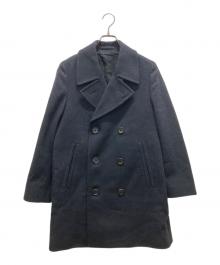 MARGARET HOWELL（マーガレットハウエル）の古着「FOX BROTHERS社製ウールPコート」｜ブラック