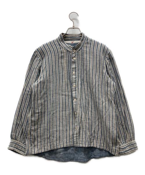 45R（フォーティファイブ・アール）45R (フォーティファイブ・アール) ストライプシャツ スカイブルー サイズ:2の古着・服飾アイテム