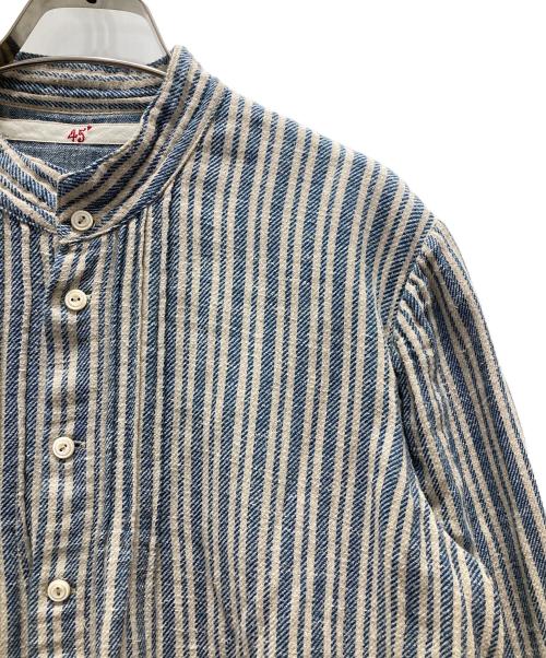45R（フォーティファイブ・アール）45R (フォーティファイブ・アール) ストライプシャツ スカイブルー サイズ:2の古着・服飾アイテム