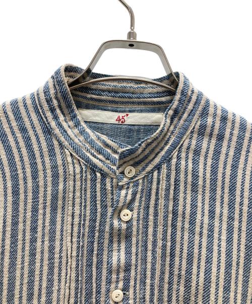 45R（フォーティファイブ・アール）45R (フォーティファイブ・アール) ストライプシャツ スカイブルー サイズ:2の古着・服飾アイテム