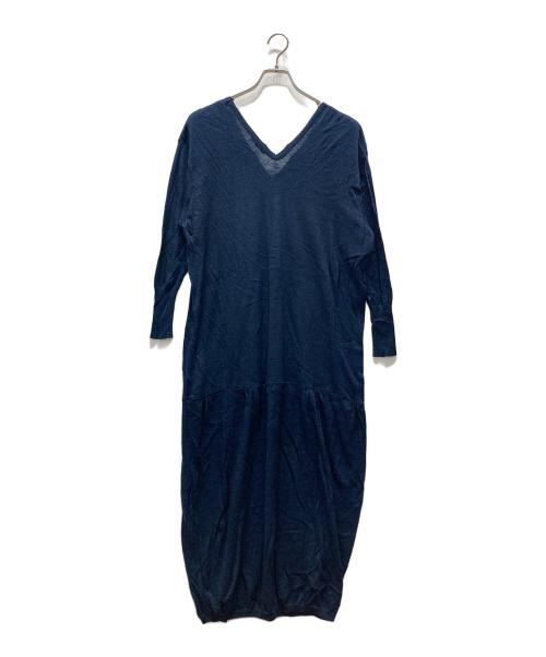 45R（フォーティファイブ・アール）45R (フォーティファイブ・アール) インディゴニットワンピース ネイビーの古着・服飾アイテム
