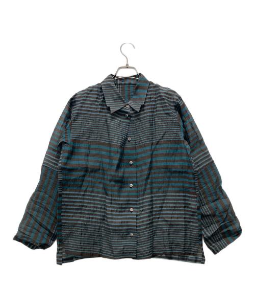 HaaT ISSEY MIYAKE（ハート イッセイ ミヤケ）HaaT ISSEY MIYAKE (ハート イッセイ ミヤケ) ランダムストライプシアーシャツ グリーン サイズ:2の古着・服飾アイテム