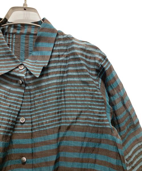HaaT ISSEY MIYAKE（ハート イッセイ ミヤケ）HaaT ISSEY MIYAKE (ハート イッセイ ミヤケ) ランダムストライプシアーシャツ グリーン サイズ:2の古着・服飾アイテム