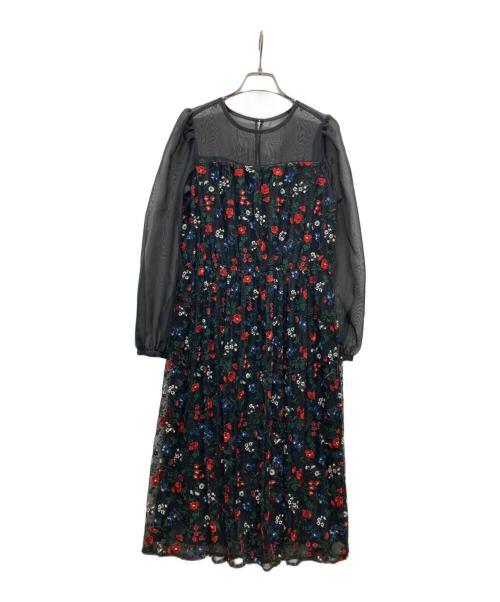 Lois CRAYON（ロイスクレヨン）Lois CRAYON (ロイスクレヨン) フラワー刺繍チュールワンピース ブラック サイズ:Mの古着・服飾アイテム