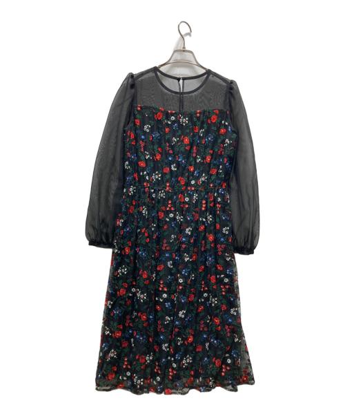Lois CRAYON（ロイスクレヨン）Lois CRAYON (ロイスクレヨン) フラワー刺繍チュールワンピース ブラック サイズ:Mの古着・服飾アイテム