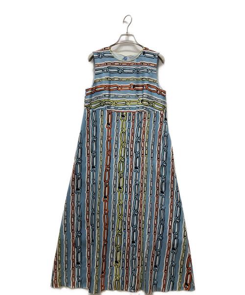 ANAYI（アナイ）ANAYI (アナイ) チェーンプリントノースリーブワンピース スカイブルー サイズ:Sの古着・服飾アイテム