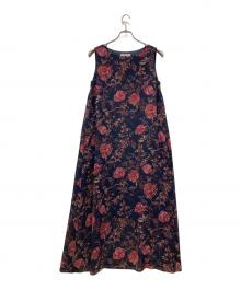 Maglie par ef-de（マーリエ パー エフデ）の古着「リゾートフラワープリントワンピース」｜ネイビー