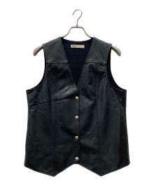 BLACK by moussy（ブラックバイマウジー）の古着「フェイクレザーベスト」｜ブラック