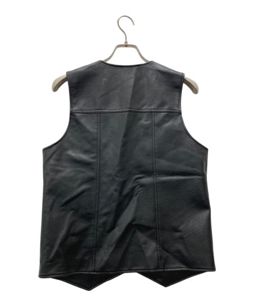 BLACK by moussy（ブラックバイマウジー）BLACK by moussy (ブラックバイマウジー) フェイクレザーベスト ブラック サイズ:FREEの古着・服飾アイテム