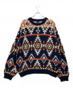 BEAMSビームス）の古着「総柄ニット」｜ネイビー