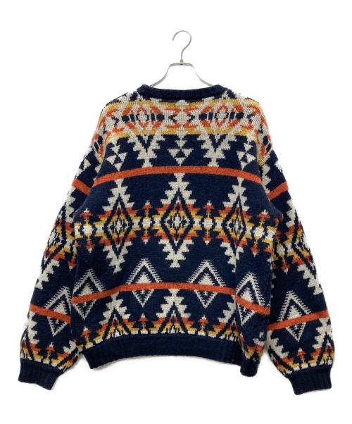 BEAMS（ビームス）BEAMS (ビームス) 総柄ニット ネイビー サイズ:Lの古着・服飾アイテム