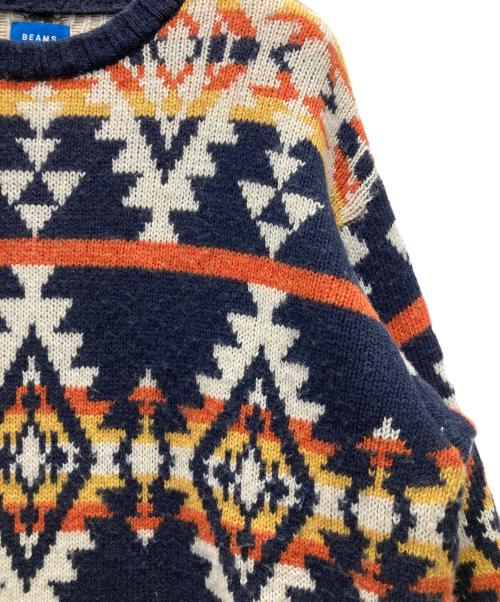 BEAMS（ビームス）BEAMS (ビームス) 総柄ニット ネイビー サイズ:Lの古着・服飾アイテム