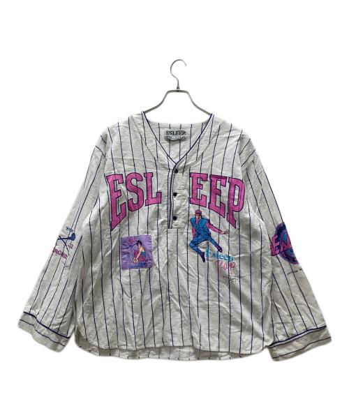 esleep（esleep）esleep (esleep) 古着ベースボールシャツ ホワイト サイズ:XLの古着・服飾アイテム