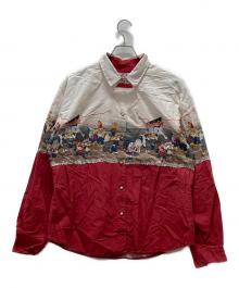 LOONEY TUNES×KARMAN（ルーニーチューンズ×カーマン）の古着「キャラプリント ウエスタンシャツ」｜レッド×ホワイト