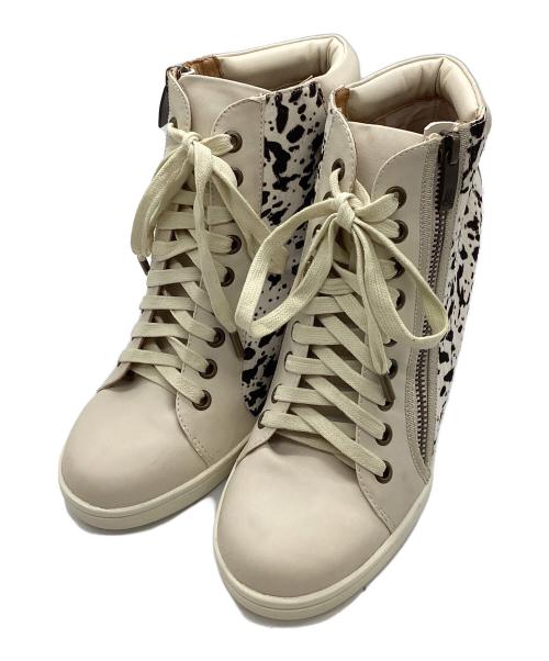 LANVIN en Bleu（ランバンオンブルー）LANVIN en Bleu (ランバンオンブルー) インヒール ハラコスニーカー ホワイト サイズ:24の古着・服飾アイテム