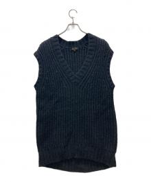 DRAWER（ドゥロワー）の古着「3G畔編み ニットベスト」｜ブラック