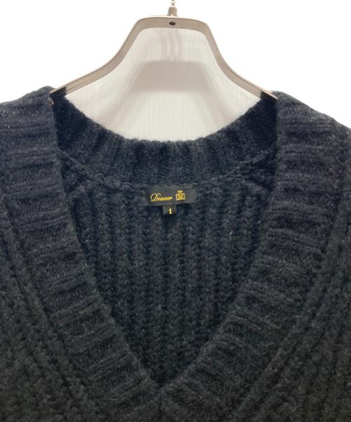 DRAWER（ドゥロワー）DRAWER (ドゥロワー) 3G畔編み ニットベスト ブラック サイズ:1の古着・服飾アイテム