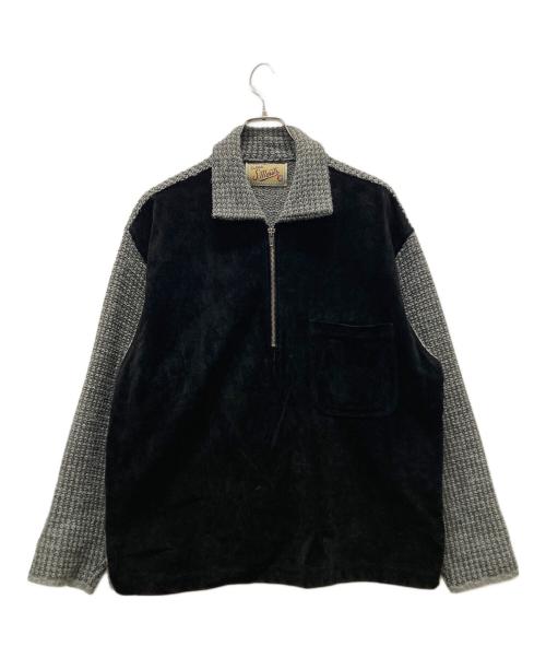 s.moritz（s.moritz）s.moritz (s.moritz) 古着レザー切替プルオーバーシャツ ブラック サイズ:SMの古着・服飾アイテム