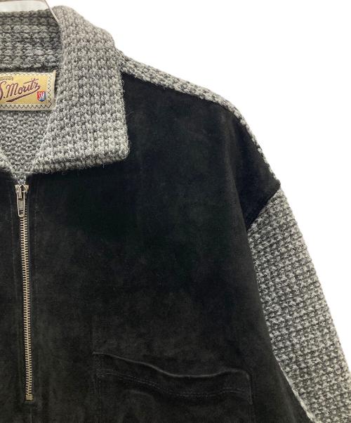 s.moritz（s.moritz）s.moritz (s.moritz) 古着レザー切替プルオーバーシャツ ブラック サイズ:SMの古着・服飾アイテム