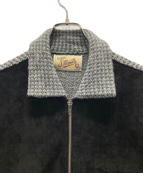 s.moritz（s.moritz）s.moritz (s.moritz) 古着レザー切替プルオーバーシャツ ブラック サイズ:SMの古着・服飾アイテム