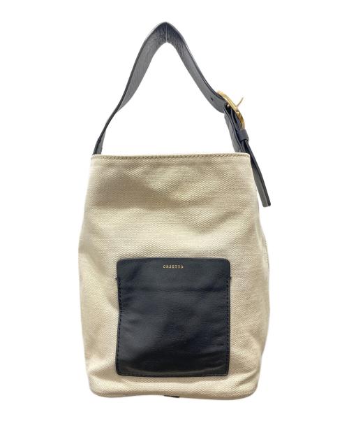 ORSETTO（オルセット）ORSETTO (オルセット) キャンバス×レザー ワンショルダーバッグ ベージュの古着・服飾アイテム