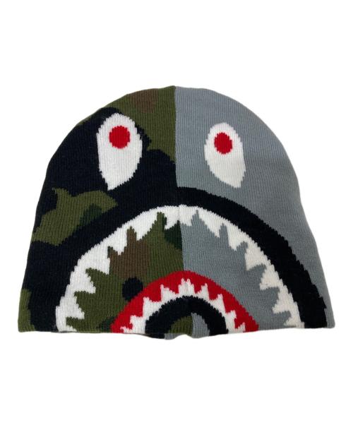 A BATHING APE（ア ベイシング エイプ）A BATHING APE (ア ベイシング エイプ) 1ST CAMO SHARK KNIT CAP グレーの古着・服飾アイテム