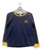 adidasアディダス）の古着「80s ライン袖カットソー」｜ネイビー