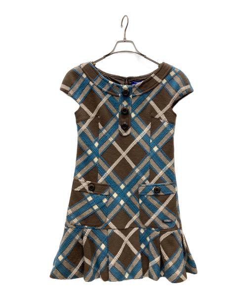 BURBERRY BLUE LABEL（バーバリーロンドンブルーレーベル）BURBERRY BLUE LABEL (バーバリーロンドンブルーレーベル) ウールツイードワンピース ブラウン サイズ:38の古着・服飾アイテム