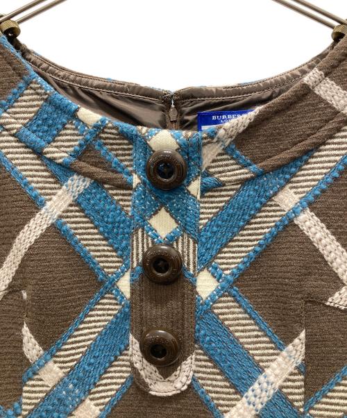 BURBERRY BLUE LABEL（バーバリーロンドンブルーレーベル）BURBERRY BLUE LABEL (バーバリーロンドンブルーレーベル) ウールツイードワンピース ブラウン サイズ:38の古着・服飾アイテム