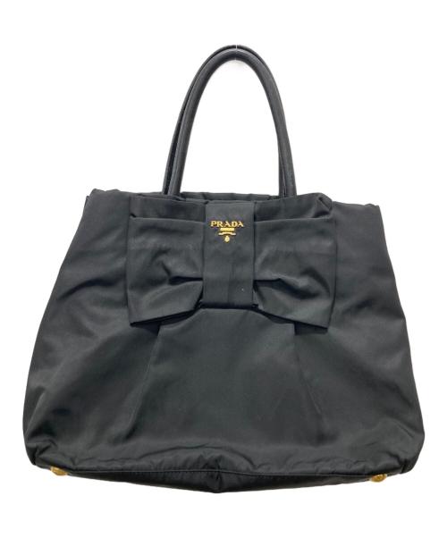 PRADA（プラダ）PRADA (プラダ) リボンハンドバッグ ブラックの古着・服飾アイテム