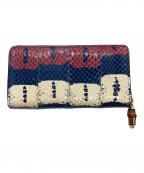 GUCCIグッチ）の古着「ニムフェア パイソン ラウンドファスナーウォレット」｜ネイビー