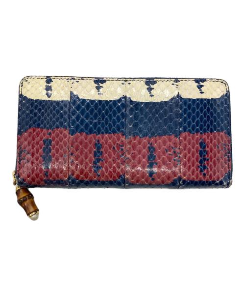 GUCCI（グッチ）GUCCI (グッチ) ニムフェア パイソン ラウンドファスナーウォレット ネイビーの古着・服飾アイテム