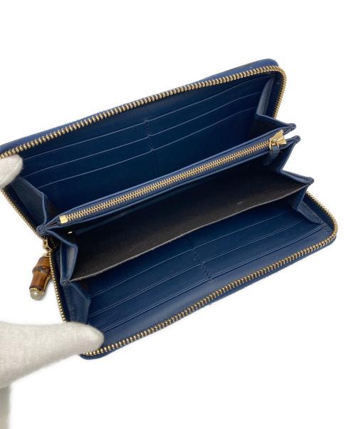 GUCCI（グッチ）GUCCI (グッチ) ニムフェア パイソン ラウンドファスナーウォレット ネイビーの古着・服飾アイテム