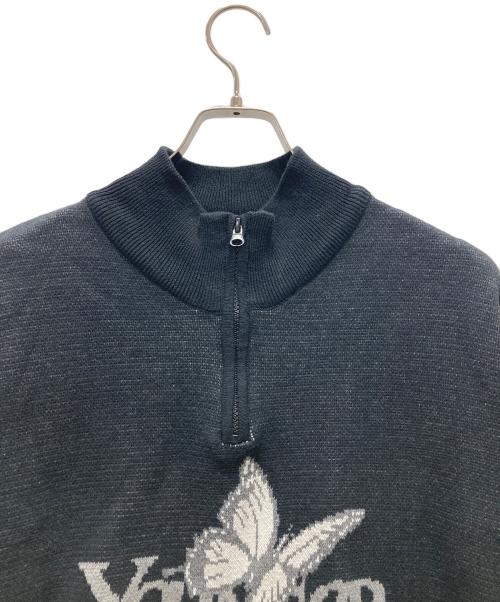 YOUNGER SONG（ヤンガーソング）YOUNGER SONG (ヤンガーソング) バタフライロゴ ハーフジップニット ブラック サイズ:Lの古着・服飾アイテム