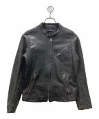 JOHNBULLジョンブル）の古着「レザーシングルライダースジャケット」｜ブラック